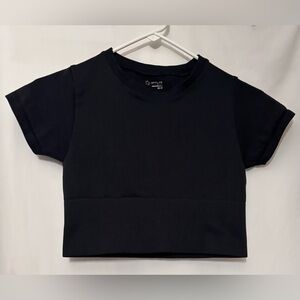 Aerie Black Fitted Crop T-Shirt Short Sleeve